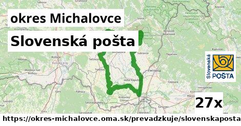 Slovenská pošta, okres Michalovce