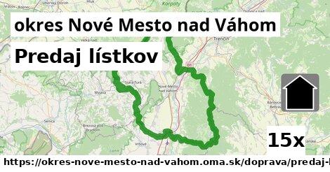 Predaj lístkov, okres Nové Mesto nad Váhom