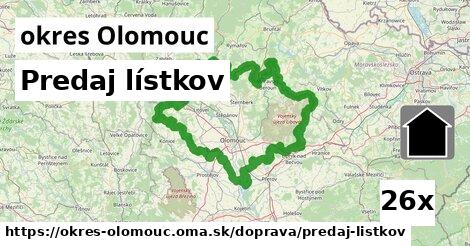 Predaj lístkov, okres Olomouc