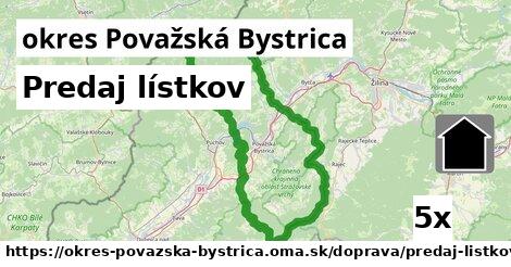 Predaj lístkov, okres Považská Bystrica