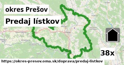 Predaj lístkov, okres Prešov