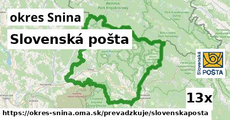 Slovenská pošta, okres Snina