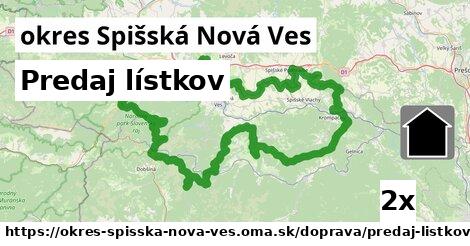 Predaj lístkov, okres Spišská Nová Ves