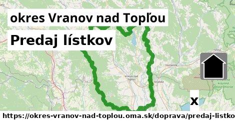 Predaj lístkov, okres Vranov nad Topľou