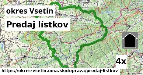 Predaj lístkov, okres Vsetín