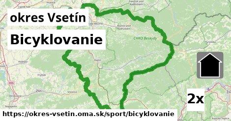 Bicyklovanie, okres Vsetín