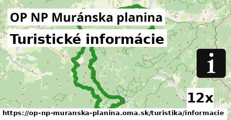 Turistické informácie, OP NP Muránska planina