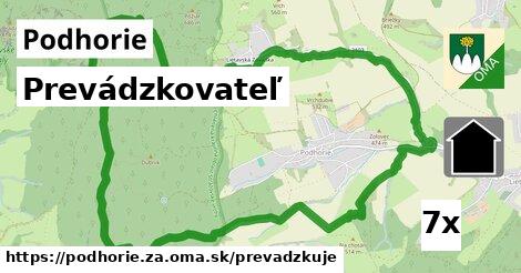 prevádzkovateľ v Podhorie, okres ZA