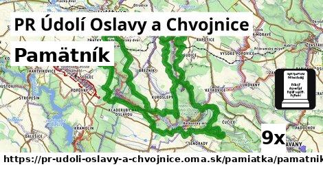 Pamätník, PR Údolí Oslavy a Chvojnice