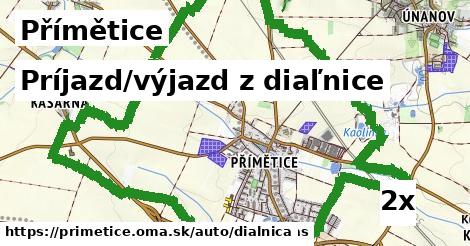 príjazd/výjazd z diaľnice v Přímětice