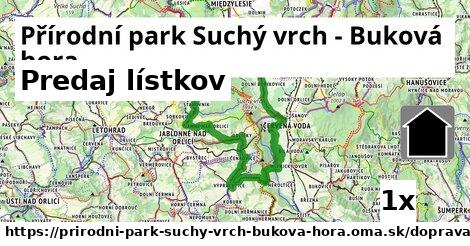 Predaj lístkov, Přírodní park Suchý vrch - Buková hora