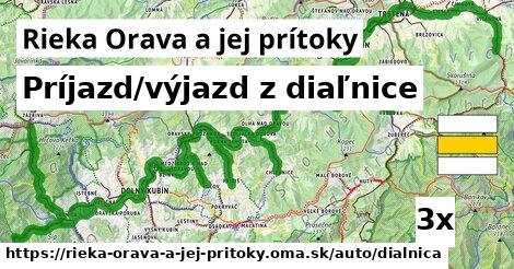 Príjazd/výjazd z diaľnice, Rieka Orava a jej prítoky