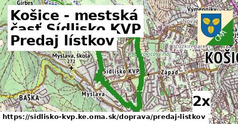 Predaj lístkov, Košice - mestská časť Sídlisko KVP