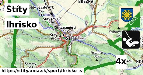 Ihrisko, Štíty