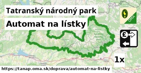 Automat na lístky, Tatranský národný park