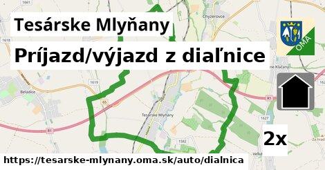 príjazd/výjazd z diaľnice v Tesárske Mlyňany