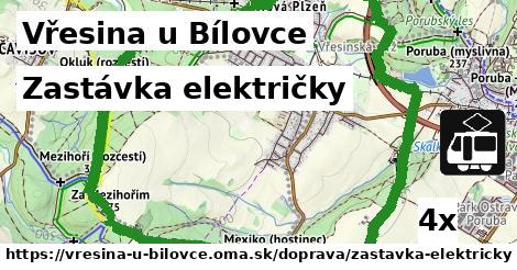 zastávka električky v Vřesina u Bílovce