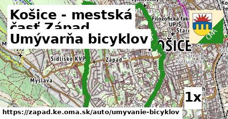 umývarňa bicyklov v Košice - mestská časť Západ