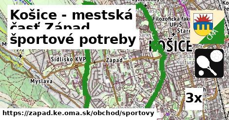 športové potreby, Košice - mestská časť Západ