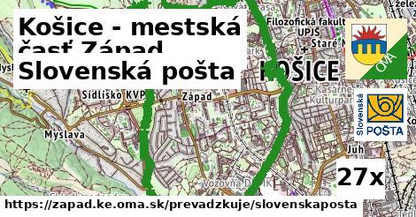 Slovenská pošta v Košice - mestská časť Západ