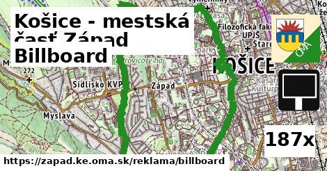 Billboard, Košice - mestská časť Západ