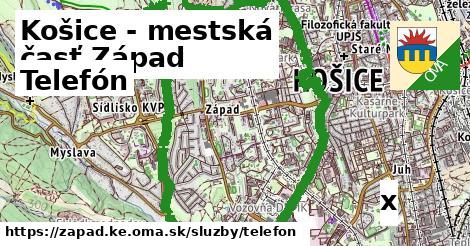 Telefón, Košice - mestská časť Západ