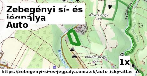 auto v Zebegényi sí- és jégpálya