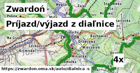 príjazd/výjazd z diaľnice v Zwardoń