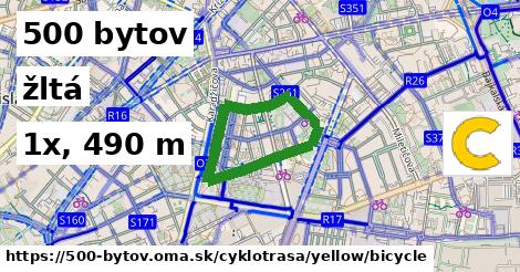 500 bytov Cyklotrasy žltá bicycle