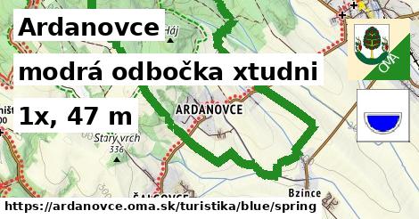 Ardanovce Turistické trasy modrá odbočka xtudni