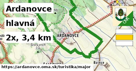 Ardanovce Turistické trasy hlavná 