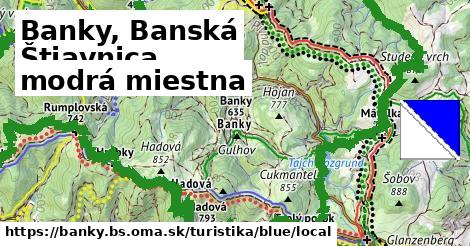 Banky, Banská Štiavnica Turistické trasy modrá miestna