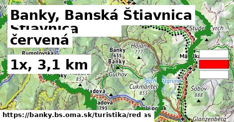 Banky, Banská Štiavnica Turistické trasy červená 