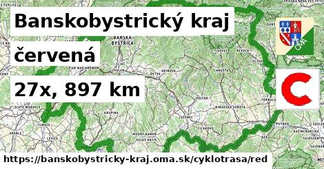 Banskobystrický kraj Cyklotrasy červená 