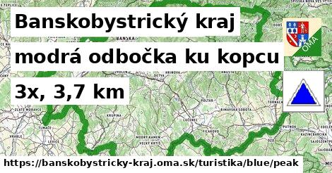 Banskobystrický kraj Turistické trasy modrá odbočka ku kopcu