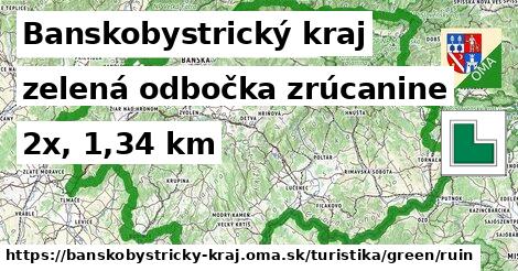 Banskobystrický kraj Turistické trasy zelená odbočka zrúcanine