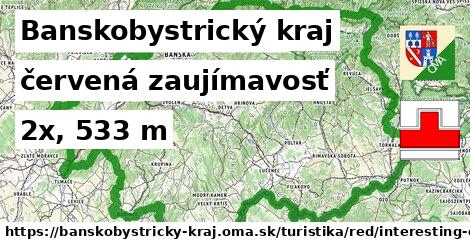 Banskobystrický kraj Turistické trasy červená zaujímavosť