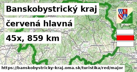 Banskobystrický kraj Turistické trasy červená hlavná