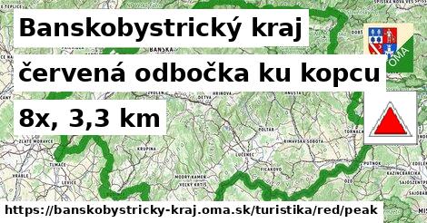 Banskobystrický kraj Turistické trasy červená odbočka ku kopcu