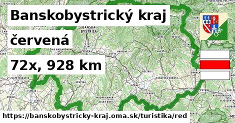 Banskobystrický kraj Turistické trasy červená 