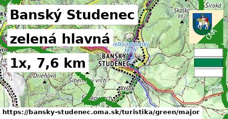 Banský Studenec Turistické trasy zelená hlavná