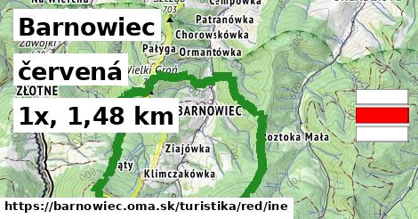 Barnowiec Turistické trasy červená iná