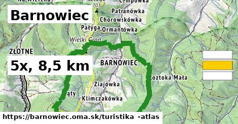 Barnowiec Turistické trasy  