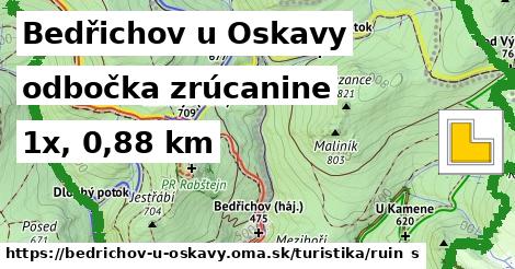 Bedřichov u Oskavy Turistické trasy odbočka zrúcanine 