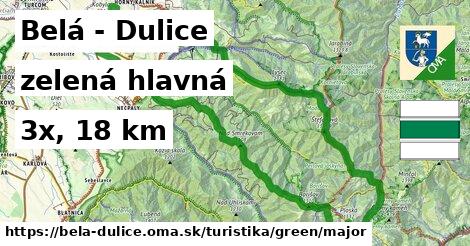 Belá - Dulice Turistické trasy zelená hlavná