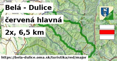 Belá - Dulice Turistické trasy červená hlavná