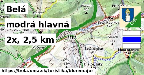 Belá Turistické trasy modrá hlavná