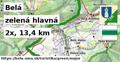 Belá Turistické trasy zelená hlavná