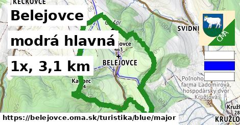 Belejovce Turistické trasy modrá hlavná