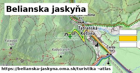 Belianska jaskyňa Turistické trasy  